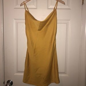 Misguided Mustard yellow short slip dress